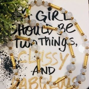 Fashion Beaded Gold Plated Long Necklace